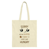 Sorry I Was Hungry Tote Bag, Kawaii Foodie Humor, Cute Grocery Bag, Novelty Gift, Snack Lover, Reusable Shopping Bag - Tawshia